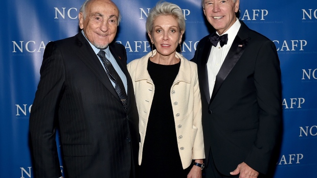 Bernard Schwartz, Denise Jansen and Joe Biden in 2017. Photographer: Mike Coppola/Getty Images