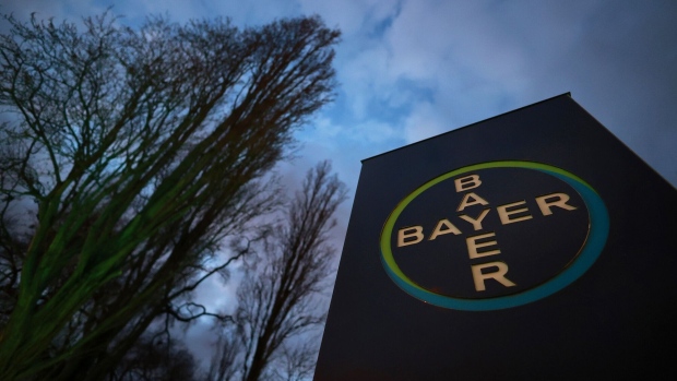 A sign at the Bayer AG pharmaceutical campus in Berlin, Germany, on Monday, Feb. 27, 2023. Bayer AG sees lower profit this year as it contends with falling prices for agriculture products in its crop science division, although the pharma division will probably see another year of about 1% sales growth and the consumer health unit could see sales rise by about 5%, it said. Photographer: Krisztian Bocsi/Bloomberg