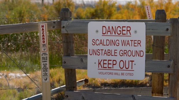 Sign at the entrance of Dixie Meadows Hot Springs in Nevada’s Dixie Valley. Andrew Satter/Bloomberg