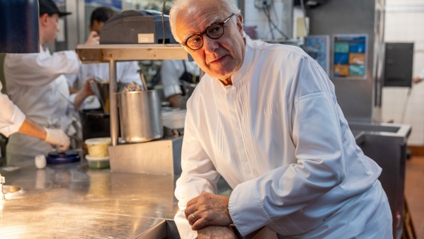 Chef Alain Ducasse’s restaurants have more Michelin stars than anyone else. He will cook for heads of state at the Paris Olympics this summer.  Photographer: Tasos Katopodis/Getty Images North America