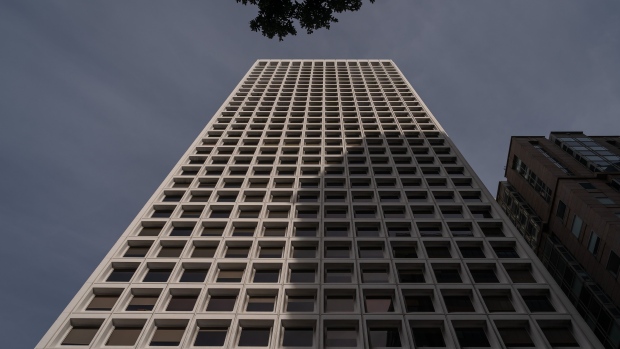 An office building at 650 California Street in the Financial District of San Francisco, California, US, on Sunday, Feb. 11, 2024. Commercial-property deals in the US are starting to pick up — at deep discounts that are forcing lenders around the world to brace for souring loans. Photographer: Loren Elliott/Bloomberg