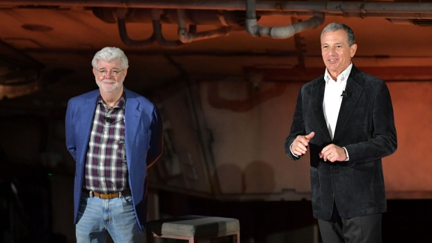<p>George Lucas and Bob Iger </p>