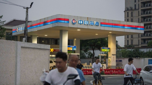 <p>A China National Offshore Oil Corp. filling station in Shanghai.</p>
