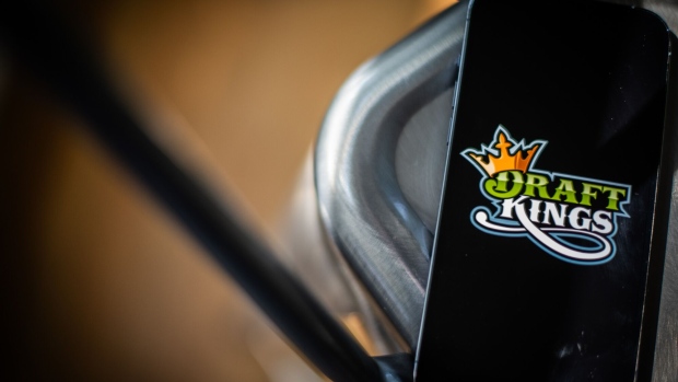 The DraftKings logo on a smartphone arranged in Hastings-on-Hudson, New York, US, on Monday, July 31, 2023. DraftKings Inc. is scheduled to release earnings figures on August 3. Photographer: Tiffany Hagler-Geard/Bloomberg