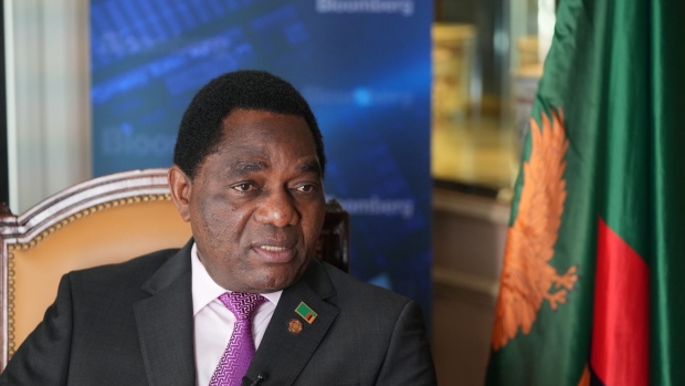Hakainde Hichilema, Zambia’s president, during a Bloomberg Television interview in Paris on Friday, June 23, 2023.