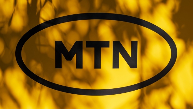 A logo outside the MTN Group Ltd. headquarters in Johannesburg, South Africa, on Monday, Aug. 14, 2023. MTN, Africa’s biggest wireless carrier, said Mastercard Inc. agreed to take a minority stake in its financial-technology business, which the company values at $5.2 billion. Photographer: Michele Spatari/Bloomberg