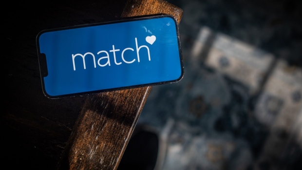 The Match logo on a smartphone arranged in Hastings-on-Hudson, New York, US, on Monday, July 31, 2023. Match Group Inc. released earnings figures on August 1.
