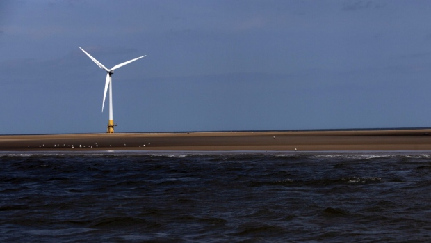An offshore wind turbine at the Scroby Sands Wind Farm, operated by E.ON SE, near Great Yarmouth, UK, on Friday, May 13, 2022. Photographer: Chris Ratcliffe/Bloomberg