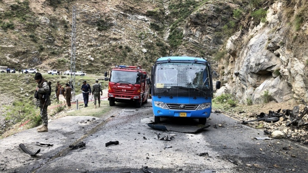 The site of a suicide attack in the Shangla district of Khyber Pakhtunkhwa province on March 26. Photographer: -/AFP/Getty Images