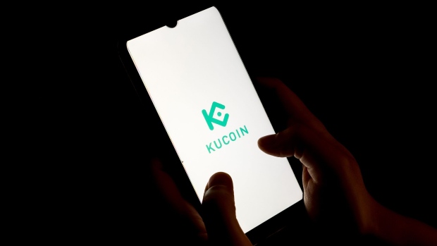 KuCoin logo seen displayed on a smartphone screen. Photographer: Nikolas Kokovlis/NurPhoto/Getty Images