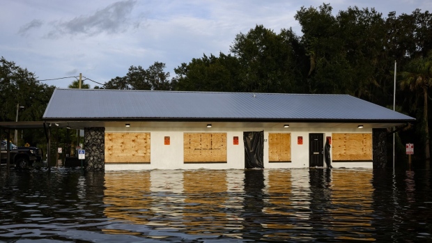 <p>A store partially submerged in floodwaters after Hurricane Idalia made landfall in Florida, US, in August 2023 as a Category 3 storm.</p>