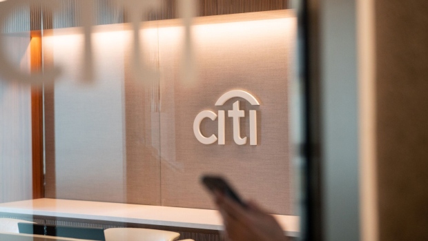 The logo of Citigroup Inc. at the bank's office in Paris, France, on Monday, Feb. 27, 2023. Citigroup is building a new trading floor in Paris as the Wall Street giant prepares to nearly double its staff in the French city. Photographer Benjamin Girette/Bloomberg