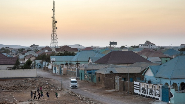 <p>Boys play football in an empty lot in Garowe, the capital of Puntland.</p>