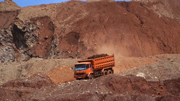 A dump truck travels along an access road at a nickel mine operated by PT Citra Sejahtera Persada in Morowali Regency, Central Sulawesi, Indonesia, on Thursday, March 17, 2022. Indonesia, the world’s top nickel producer, will raise production capacity of the metal after prices soared past $100,000 a ton, while the coal market is unlikely to get similar relief. Photographer: Dimas Ardian/Bloomberg