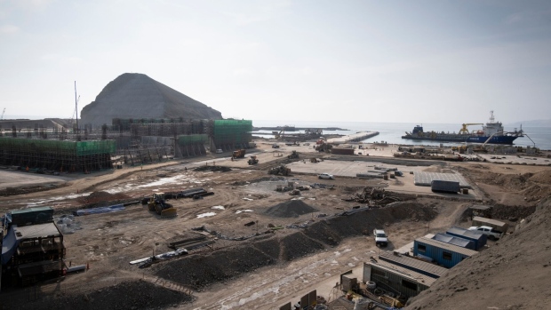 Cosco Shipping’s port facility is under construction in Chancay, Peru.