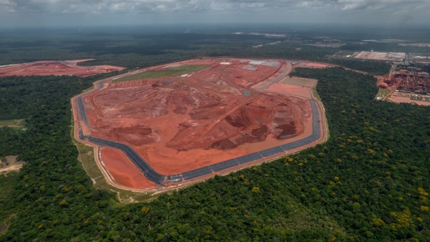 The Norsk Hydro Alunorte refinery in Barcarena, Para state, Brazil, on Tuesday, Sept. 13, 2022. In the heart of the Amazon, rust-colored bauxite is being clawed from a mine that has long faced allegations of pollution and land appropriation, then moved to a coastal Brazilian refinery accused of sickening thousands of people, and ultimately traced to aluminum used in Ford's F-150 Lightning. Photographer: Jonne Roriz/Bloomberg