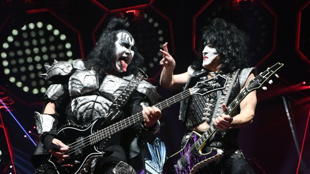 Gene Simmons, left, and Paul Stanley of KISS. Photographer: Kevin Winter/Getty Images