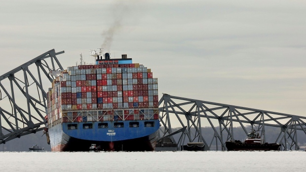 <p>The Dali container ship in Baltimore.</p>