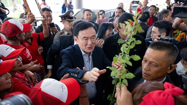 Thaksin Shinawatra on March 26. Photographer: Andre Malerba/Bloomberg