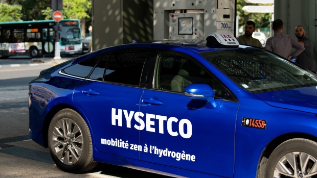 A HysetCo hydrogen-powered taxi. Photographer: Benjamin Girette/Bloomberg