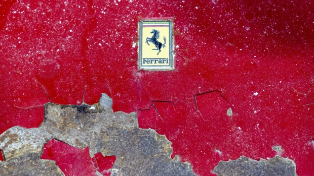 <p>The hood badge of a derelict 1965 Ferrari 275 GTB/6C Alloy. Classic Ferraris are rarities that only a handful of well-trained mechanics can repair. </p>