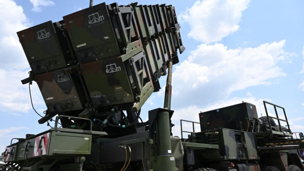 The launcher system of the PATRIOT (Phased Array Tracking Radar to Intercept on Target) surface-to-air missile system is pictured at the military base of Kaufbeuren, southern Germany, during an Open Day of Germany's armed forces, the Bundeswehr, on June 17, 2023. (Photo by Christof STACHE / AFP) (Photo by CHRISTOF STACHE/AFP via Getty Images)