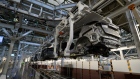 <p>Nissan's Ariya electric crossover SUV on a production line.</p>