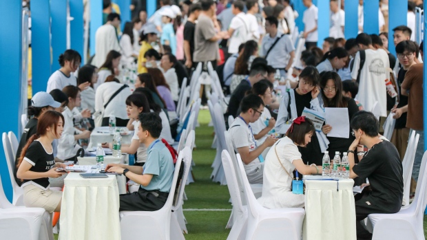 A job fair in Yibin, China. Source: AFP/Getty Images