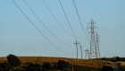 High voltage power lines in Crockett, California.