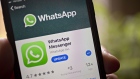 The Facebook Inc. WhatsApp application is displayed in the App Store on an Apple Inc. iPhone in an arranged photograph taken in Arlington, Virginia, U.S. on Monday, April 29, 2019. Facebook paid out a $123 million fine to EU antitrust regulators for failing to provide accurate information during their review of Facebook's WhatsApp takeover. Photographer: Andrew Harrer/Bloomberg