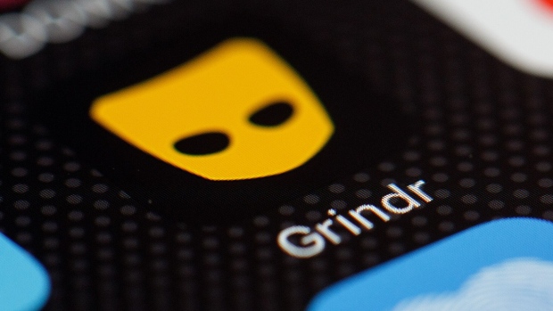 <p>The Grindr app logo.</p>