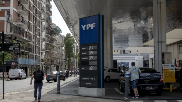 <p>A YPF gas station in Buenos Aires.</p>