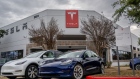Tesla vehicles at a Tesla dealership in Austin, Texas.