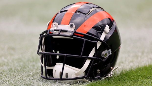 A detail of the Chicago Bears helmet at Soldier Field in Chicago, Illinois. Photographer: Michael Reaves/Getty Images