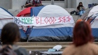 Pro-Palestinian demonstrators at an encampment on the University of California, Berkeley.
