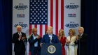 US President Joe Biden speaks during a campaign event with members of the Kennedy family in Philadelphia, on April 18.