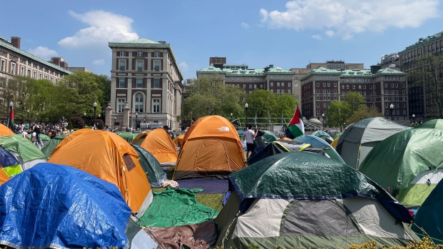 The protest encampment at Columbia University in New York on April 29.