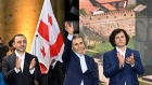 Bidzina Ivanishvili, center, during a rally in Tbilisi on April 29. Photographer: Vano Shlamov/AFP/Getty Images