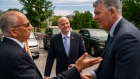 <p>FIFA President Gianni Infantino speaks with Rep. Darin LaHood in front of the U.S. Capitol on April 30.</p>