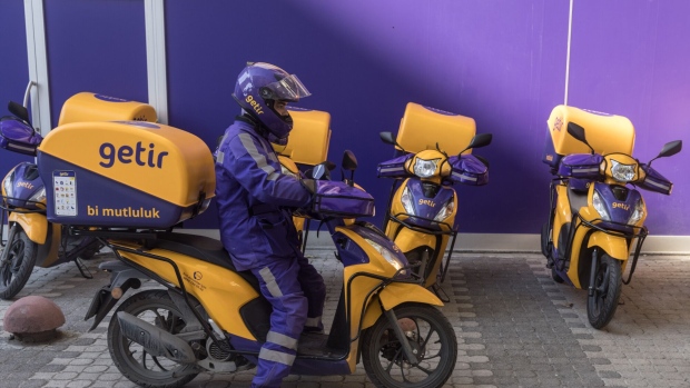 A Getir delivery rider in Istanbul, Turkey.