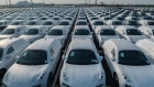 Geely Automobile Holdings Ltd.'s Zeekr electric vehicles bound for shipment to Europe at the Port of Taicang in Taicang, Jiangsu Province, China, on Thursday, Aug. 24, 2023. Geely, one of China's largest independent carmakers, posted first-half earnings that beat estimates, weathering a price war that continues to hit the industry. Bloomberg
