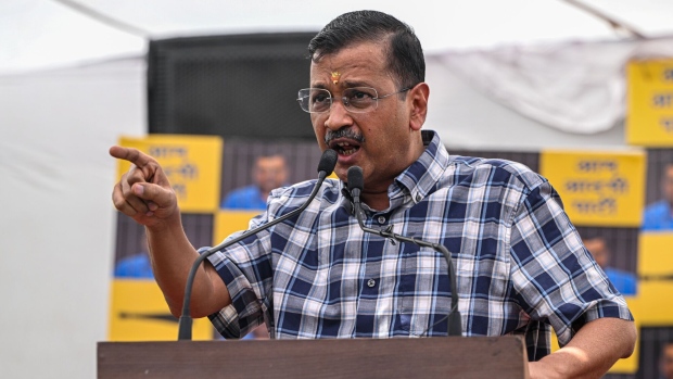 <p>Arvind Kejriwal at a news conference in New Delhi, India, on May 11.</p>