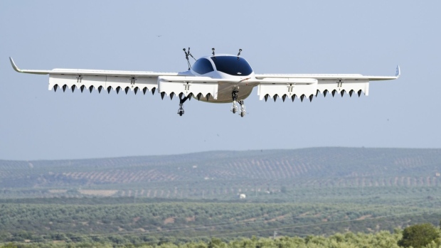 <p>A Lilium NV electric vertical take-off and landing aircraft. </p>