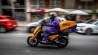 <p>A courier for the food delivery service Getir in Barcelona, Spain.</p>