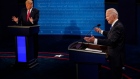 <p>Joe Biden and Donald Trump during a presidential debate in Oct. 2020.</p>