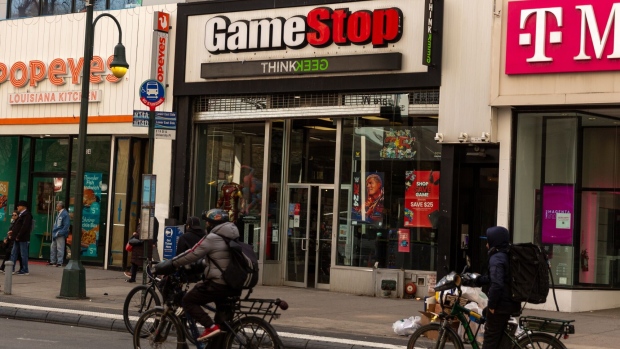 A GameStop store in New York, US, on Monday, March 4, 2024. GameStop is scheduled to release earnings figures on March 26. Photographer: Shelby Knowles/Bloomberg