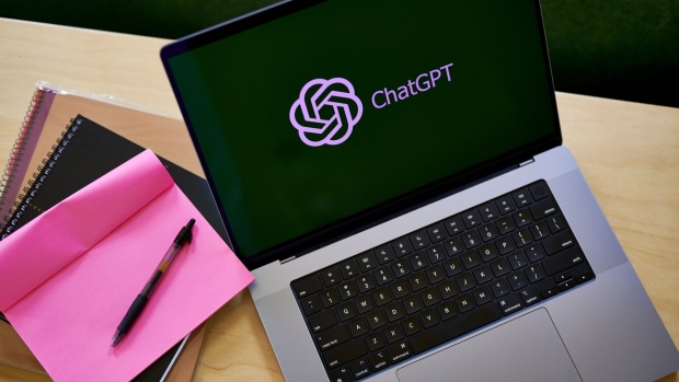 The ChatGPT logo on a laptop computer arranged in the Brooklyn borough of New York, US, on Thursday, March 9, 2023. ChatGPT has made writing computer code and cheating on homework easier. Soon, it could make email scams a cinch. That's the warning from Darktrace Plc, the British cybersecurity firm. Photographer: Gabby Jones/Bloomberg