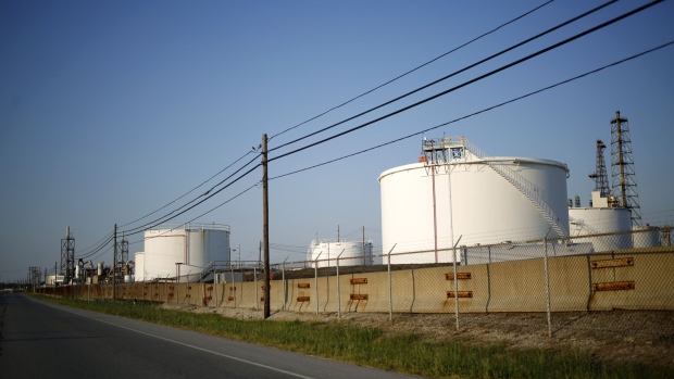 Oil storage tanks at a refinery in Oregon, Ohio.