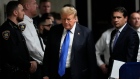 Donald Trump walks to speak to the media after the verdict was read at Manhattan Criminal Court on May 30. Photographer: Seth Wenig/Pool/Getty Images