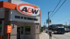 An A&W restaurant along Hastings Ave in Vancouver, B.C.